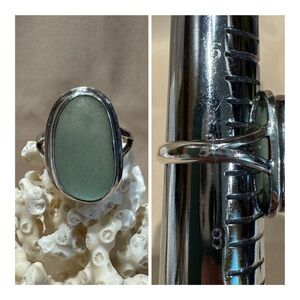 Sea Foam Sea Glass Sterling Silver Ring Size 7